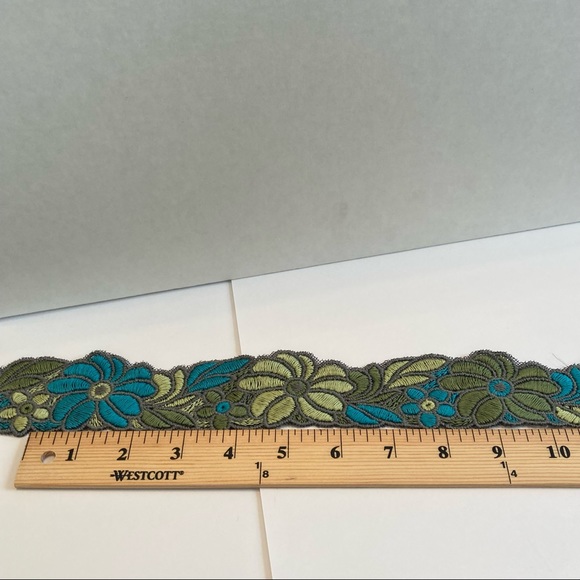 Blue Green Floral Flower Trim Embroidery 2" 3yds Sewing Ribbon Apparel - Picture 3 of 13